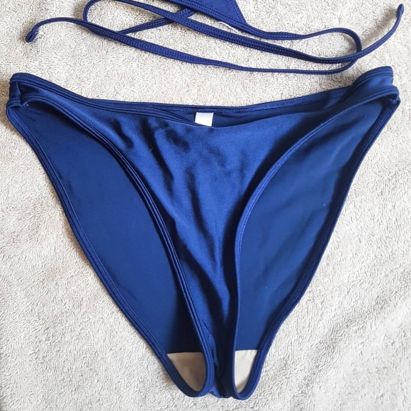 American Apparel Shiny High-Waisted Blue Bikini - Picture 6 of 7